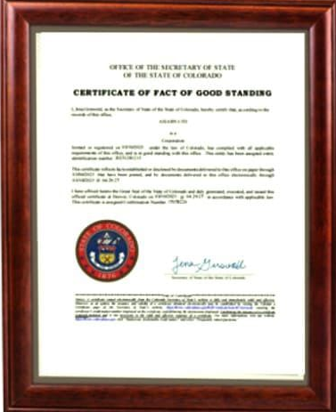 Certificate of Good Standing